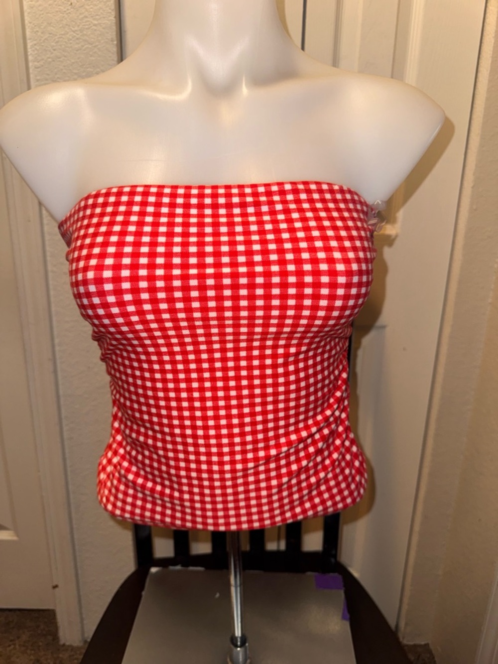 Strapless Red Gingham Tube Top
